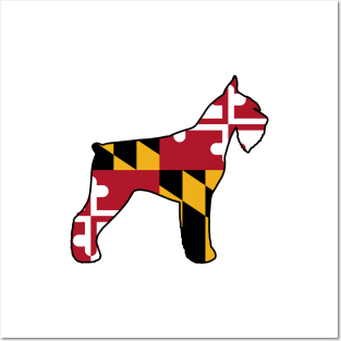 Giant Schnauzer Silhouette with Maryland Flag Posters and Art